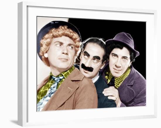 Harpo Marx, Groucho Marx, Chico Marx, MGM portrait, ca. 1940-null-Framed Photo