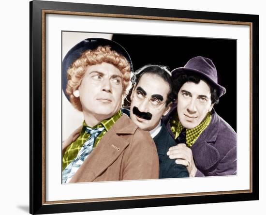 Harpo Marx, Groucho Marx, Chico Marx, MGM portrait, ca. 1940-null-Framed Photo