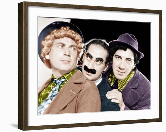 Harpo Marx, Groucho Marx, Chico Marx, MGM portrait, ca. 1940-null-Framed Photo