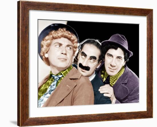 Harpo Marx, Groucho Marx, Chico Marx, MGM portrait, ca. 1940-null-Framed Photo