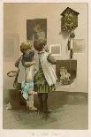 Two Girls Give the Robins Their Breakfast-Harriet M. Bennett-Art Print
