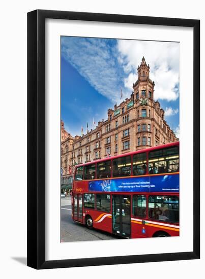 Harrods Building with London Bus-Felipe Rodriguez-Framed Photographic Print