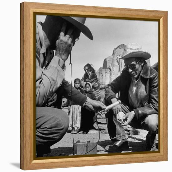 Harry Goulding Testing Ore for Uranium with a Gieger Counter-Loomis Dean-Framed Premier Image Canvas