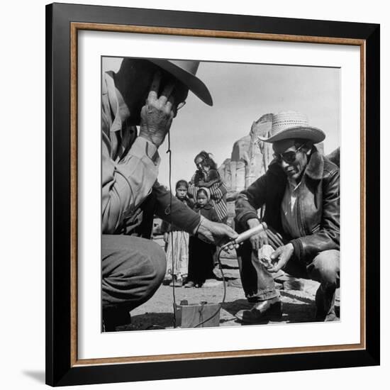 Harry Goulding Testing Ore for Uranium with a Gieger Counter-Loomis Dean-Framed Photographic Print