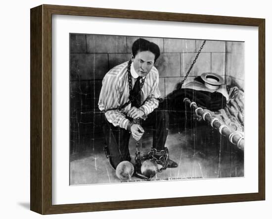 Harry Houdini About to Escape from Prison Photograph-Lantern Press-Framed Art Print