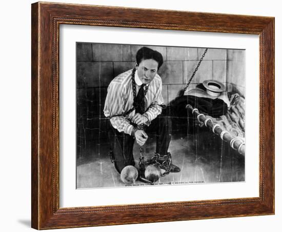 Harry Houdini About to Escape from Prison Photograph-Lantern Press-Framed Art Print