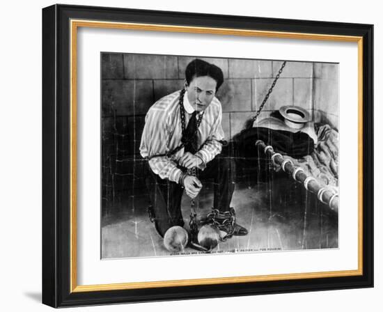 Harry Houdini About to Escape from Prison Photograph-Lantern Press-Framed Art Print