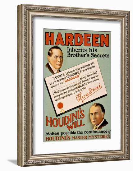 Harry Houdini's Will-null-Framed Giclee Print