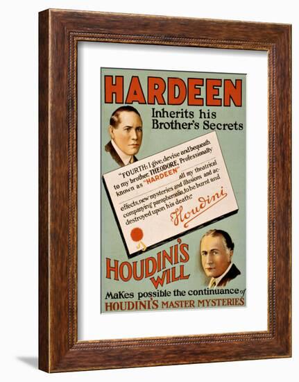 Harry Houdini's Will-null-Framed Giclee Print