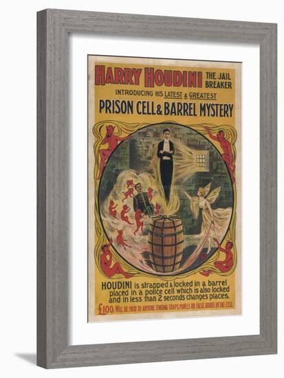 Harry Houdini vintage performance poster-null-Framed Giclee Print