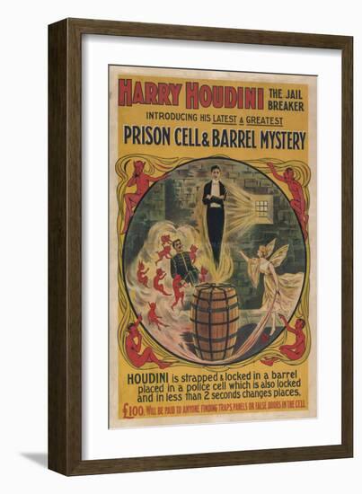 Harry Houdini vintage performance poster-null-Framed Giclee Print