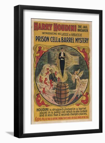 Harry Houdini vintage performance poster-null-Framed Giclee Print