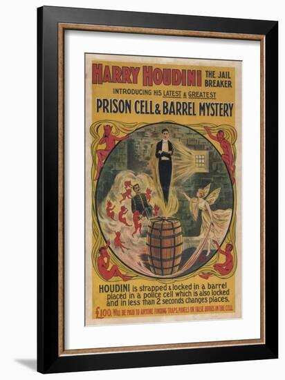 Harry Houdini vintage performance poster-null-Framed Giclee Print