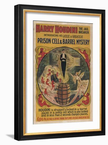 Harry Houdini vintage performance poster-null-Framed Giclee Print