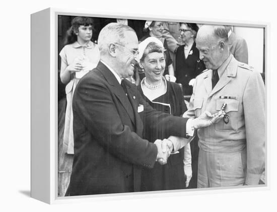 Harry S. Truman Greeting "Ike" Eisenhower and His Wife-null-Framed Premier Image Canvas