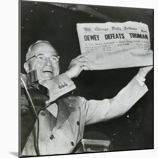 Harry S. Truman, President-Elect, Holds Up Edition of Chicago Daily Tribune-null-Mounted Photo