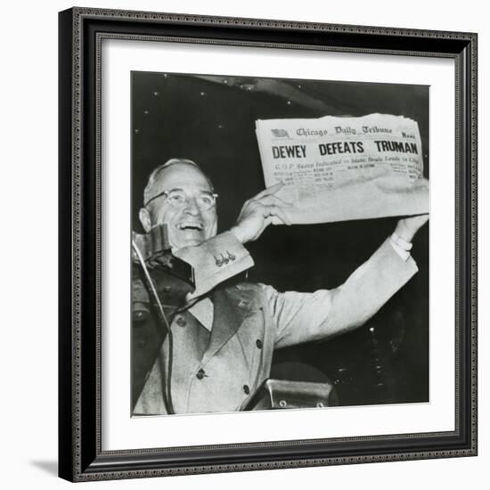 Harry S. Truman, President-Elect, Holds Up Edition of Chicago Daily Tribune-null-Framed Photo