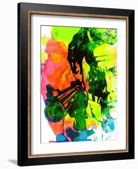 Harry with a Gun Watercolor 1-Lora Feldman-Framed Art Print