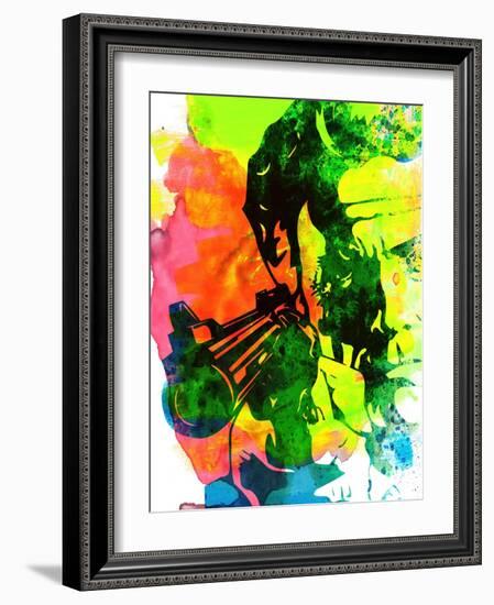 Harry with a Gun Watercolor 1-Lora Feldman-Framed Art Print