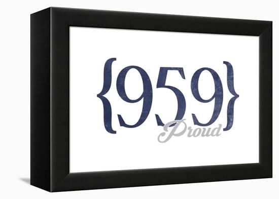 Hartford, Connecticut - 959 Area Code (Blue)-Lantern Press-Framed Stretched Canvas