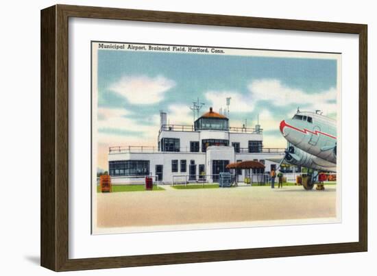 Hartford, Connecticut - Brainard Field Municipal Airport View-Lantern Press-Framed Art Print