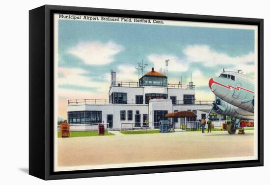 Hartford, Connecticut - Brainard Field Municipal Airport View-Lantern Press-Framed Stretched Canvas