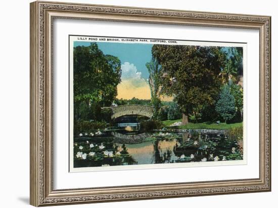 Hartford, Connecticut - Elizabeth Park Lily Pond and Bridge-Lantern Press-Framed Art Print