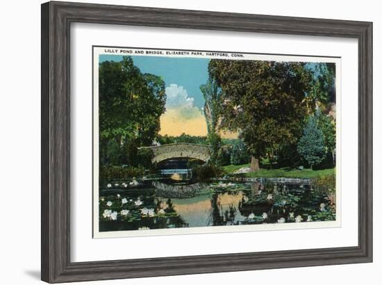 Hartford, Connecticut - Elizabeth Park Lily Pond and Bridge-Lantern Press-Framed Art Print