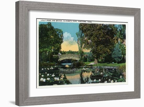 Hartford, Connecticut - Elizabeth Park Lily Pond and Bridge-Lantern Press-Framed Art Print