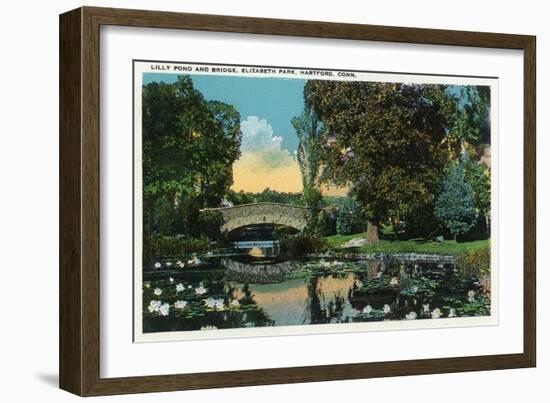 Hartford, Connecticut - Elizabeth Park Lily Pond and Bridge-Lantern Press-Framed Art Print