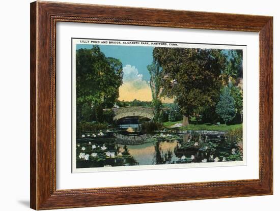 Hartford, Connecticut - Elizabeth Park Lily Pond and Bridge-Lantern Press-Framed Art Print