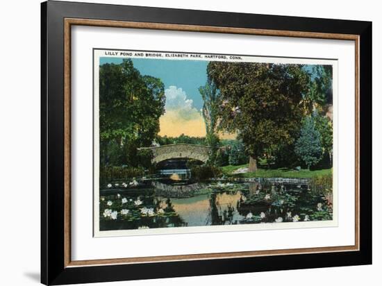 Hartford, Connecticut - Elizabeth Park Lily Pond and Bridge-Lantern Press-Framed Art Print