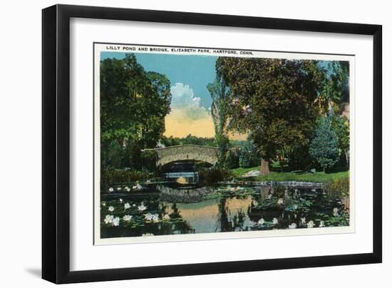 Hartford, Connecticut - Elizabeth Park Lily Pond and Bridge-Lantern Press-Framed Art Print