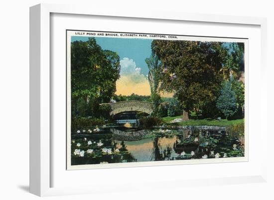 Hartford, Connecticut - Elizabeth Park Lily Pond and Bridge-Lantern Press-Framed Art Print