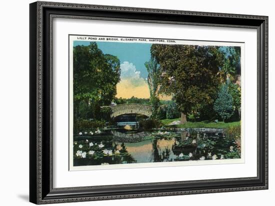 Hartford, Connecticut - Elizabeth Park Lily Pond and Bridge-Lantern Press-Framed Art Print