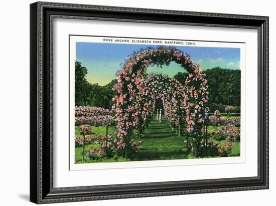 Hartford, Connecticut - Elizabeth Park View of the Rose Arches-Lantern Press-Framed Art Print