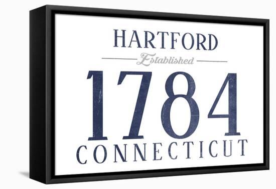 Hartford, Connecticut - Established Date (Blue)-Lantern Press-Framed Stretched Canvas