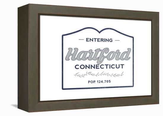 Hartford, Connecticut - Now Entering (Blue)-Lantern Press-Framed Stretched Canvas