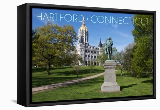 Hartford, Connecticut - Putnam Statue in Bushnell Park-Lantern Press-Framed Stretched Canvas