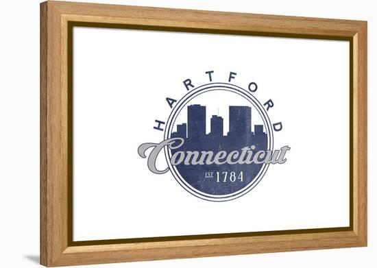 Hartford, Connecticut - Skyline Seal (Blue)-Lantern Press-Framed Stretched Canvas