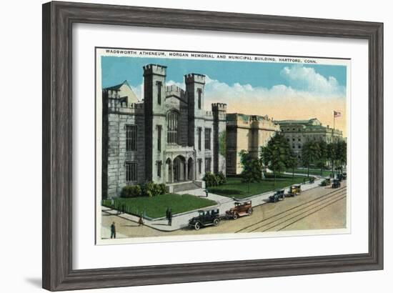 Hartford, Connecticut - Wadsworth Atheneum, Morgan Memorial, Municipal Bldg Exterior-Lantern Press-Framed Art Print