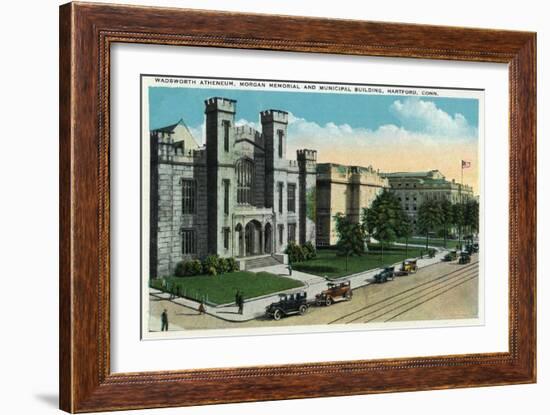 Hartford, Connecticut - Wadsworth Atheneum, Morgan Memorial, Municipal Bldg Exterior-Lantern Press-Framed Art Print