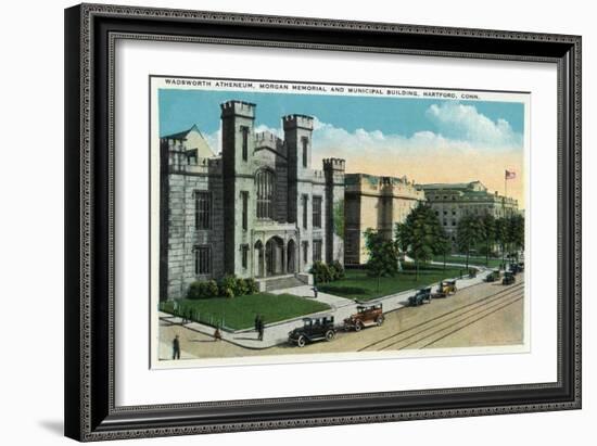 Hartford, Connecticut - Wadsworth Atheneum, Morgan Memorial, Municipal Bldg Exterior-Lantern Press-Framed Art Print