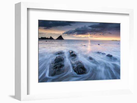 Hartland Quay, in late evening light and rising tide, Devon, UK-Ross Hoddinott-Framed Photographic Print