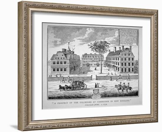 Harvard College, Cambridge, Massachusetts C.1739 (Litho)-American-Framed Giclee Print