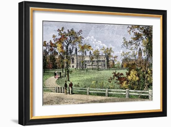 Harvard College in Cambridge, Massachusetts, 1870s-null-Framed Giclee Print