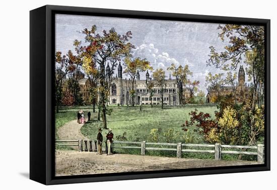 Harvard College in Cambridge, Massachusetts, 1870s-null-Framed Premier Image Canvas