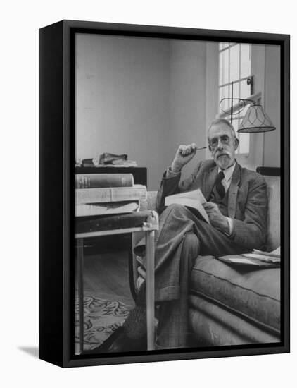 Harvard University Professor Christopher Dawson Sitting in His Study-Dmitri Kessel-Framed Premier Image Canvas