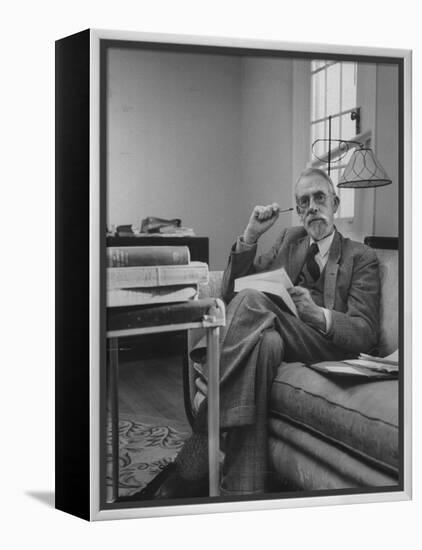 Harvard University Professor Christopher Dawson Sitting in His Study-Dmitri Kessel-Framed Premier Image Canvas