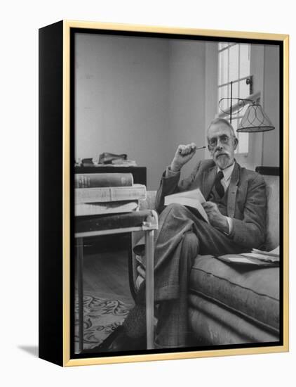 Harvard University Professor Christopher Dawson Sitting in His Study-Dmitri Kessel-Framed Premier Image Canvas